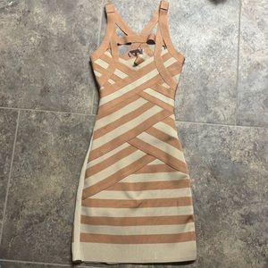 NWOT Stretta bandage bodycon two tone dress
